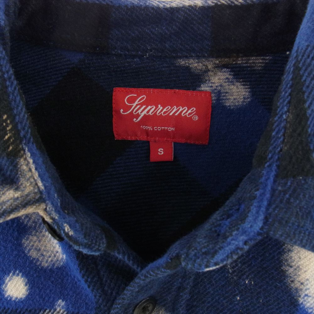 Supreme シュプリーム 13AW Bleached Buffalo Heavyweight Shirt ブリーチ加工 バッファロー チェック ネル シャツ   ブルー系 S【中古】