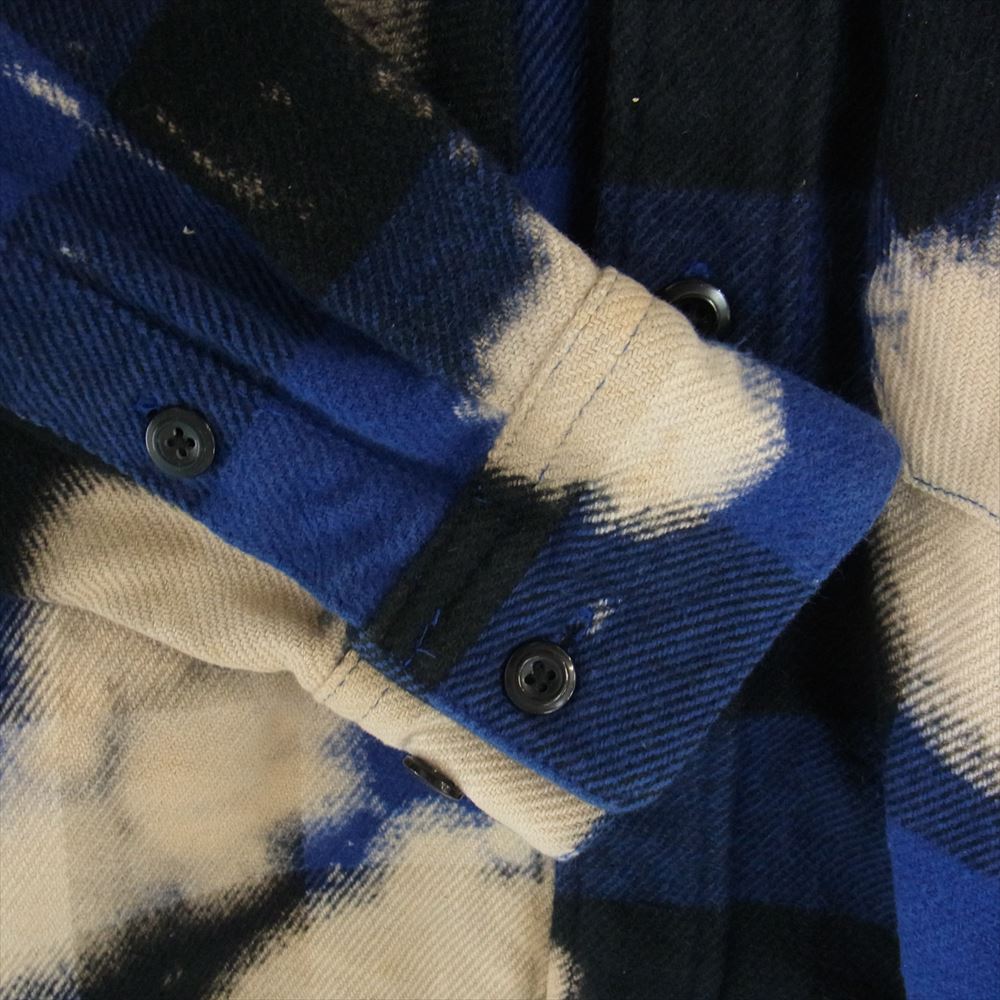 Supreme シュプリーム 13AW Bleached Buffalo Heavyweight Shirt ブリーチ加工 バッファロー チェック ネル シャツ   ブルー系 S【中古】