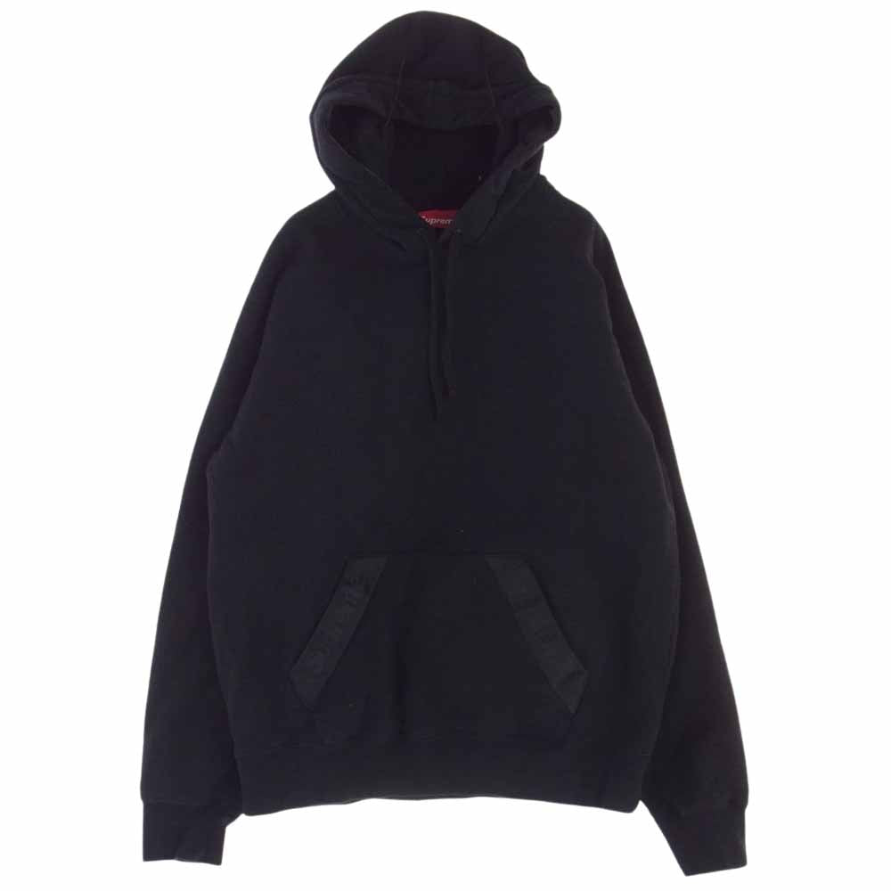Supreme シュプリーム 20SS Tonal Webbing Hooded Sweatshirt トーナル ウェビング ロゴテープ フーデッド スウェットシャツ パーカー ブラック系 L【中古】