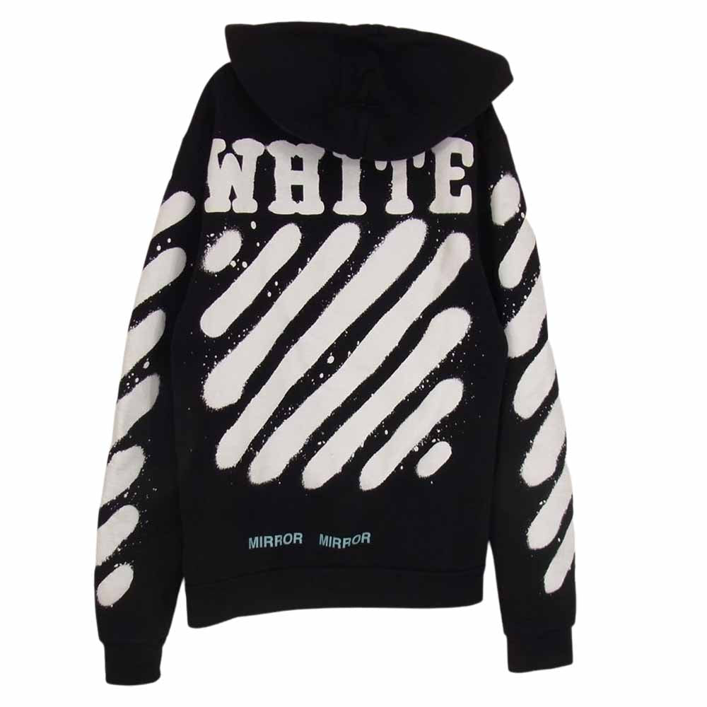 OFF-WHITE オフホワイト ジップ プリント パーカー ブラック系 XS【中古】