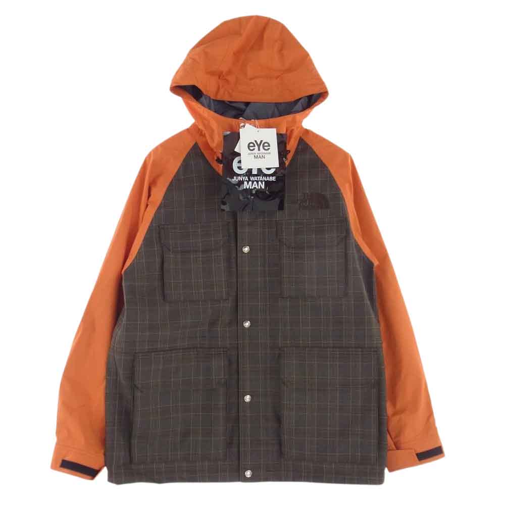 JUNYA WATANABE COMME des GARCONS ジュンヤワタナベコムデギャルソン wj-j908-100-1-3 × THE NORTH FACE ウール エステル チェック ナイロン オックス ジャケット ブラウン系 オレンジ系 M【新古品】【未使用】【中古】