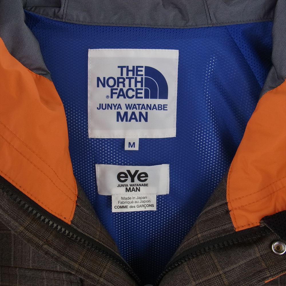 JUNYA WATANABE COMME des GARCONS ジュンヤワタナベコムデギャルソン wj-j908-100-1-3 × THE NORTH FACE ウール エステル チェック ナイロン オックス ジャケット ブラウン系 オレンジ系 M【新古品】【未使用】【中古】