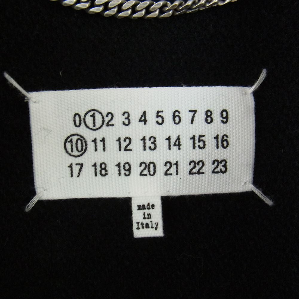 MAISON MARGIELA メゾンマルジェラ ①⑩ライン 22AW S50AM0564 レザー切替 ショールカラー ダブル コート ブラック系 48【美品】【中古】