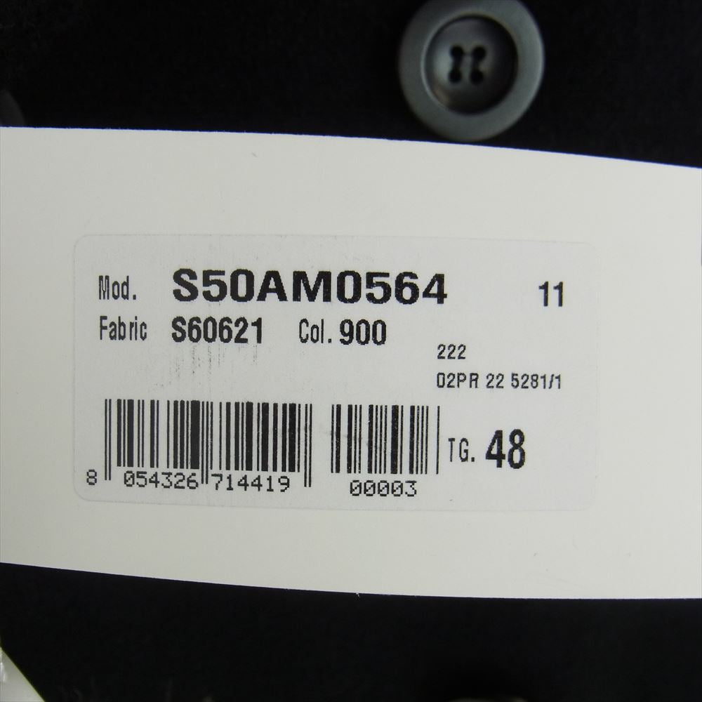 MAISON MARGIELA メゾンマルジェラ ①⑩ライン 22AW S50AM0564 レザー切替 ショールカラー ダブル コート ブラック系 48【美品】【中古】