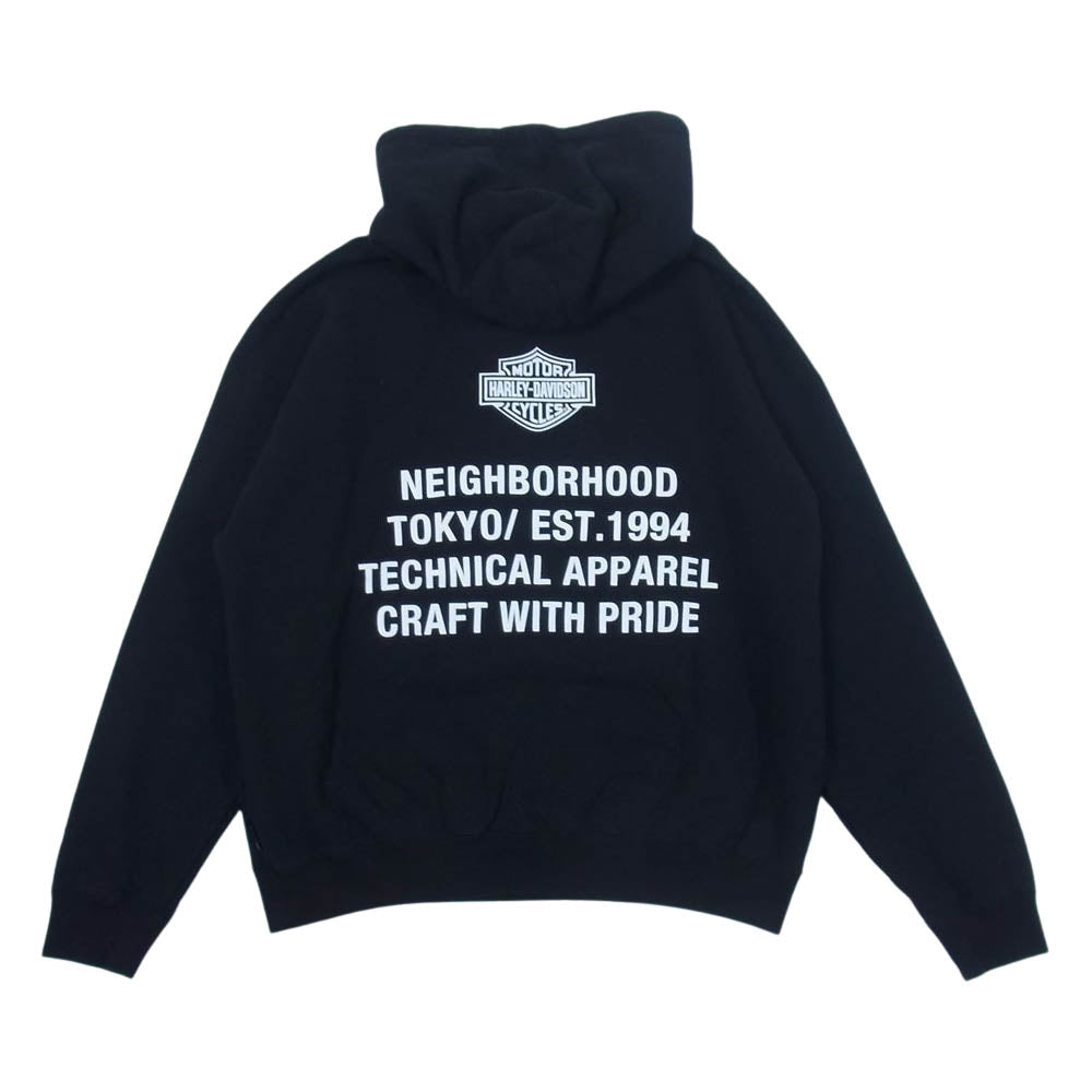 NEIGHBORHOOD ネイバーフッド 22AW  222UW05N-CSM01 × HaleyDaividson H-D . HOODED LS . CO ハーレー ダビッドソン スウェット パーカー  ブラック系 M【中古】