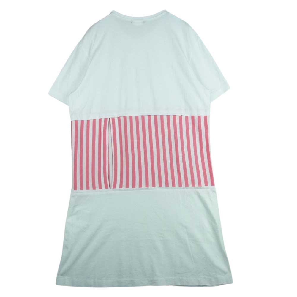 COMME des GARCONS HOMME PLUS コムデギャルソンオムプリュス 20SS PE-T003 AD2019 ストライプ 切替 クルーネック ロング 半袖 Tシャツ ホワイト系 L【中古】
