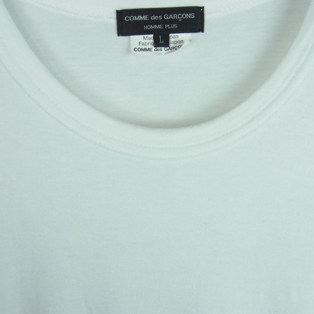 COMME des GARCONS HOMME PLUS コムデギャルソンオムプリュス 20SS PE-T003 AD2019 ストライプ 切替 クルーネック ロング 半袖 Tシャツ ホワイト系 L【中古】