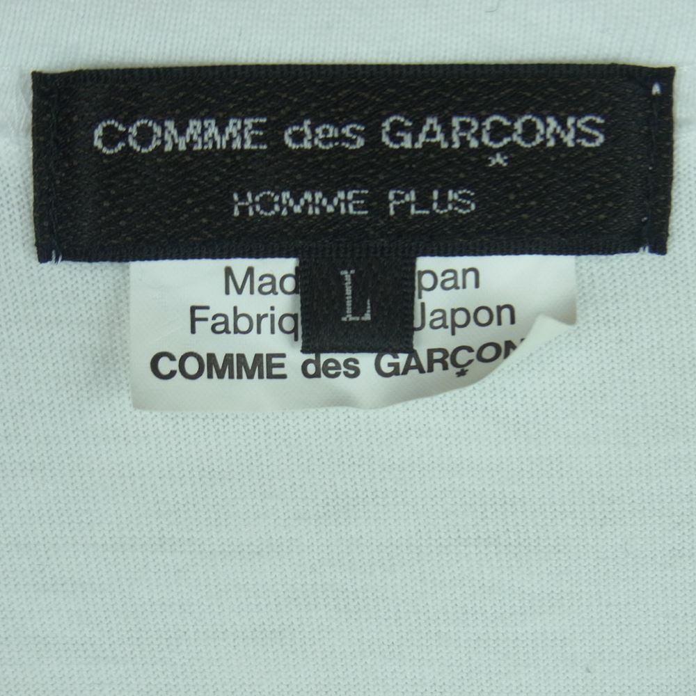 COMME des GARCONS HOMME PLUS コムデギャルソンオムプリュス 20SS PE-T003 AD2019 ストライプ 切替 クルーネック ロング 半袖 Tシャツ ホワイト系 L【中古】