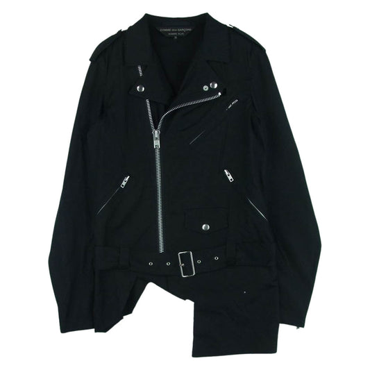 COMME des GARCONS HOMME PLUS コムデギャルソンオムプリュス AD2015 PQ-B039 カットオフ コットン ダブルライダース シャツ ジャケット ブラック系 XS【中古】
