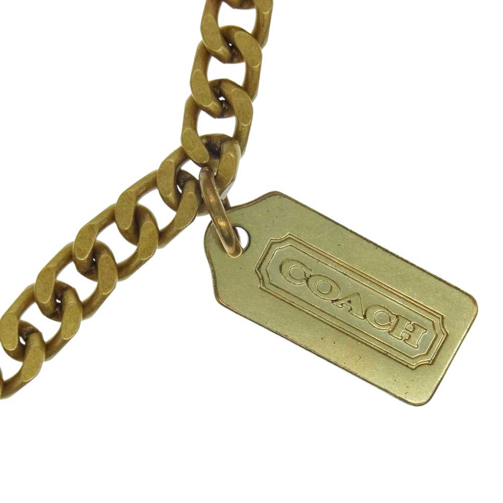 COACH コーチ 馬車 ロゴ チャーム チェーン ブレスレット ゴールド系【中古】