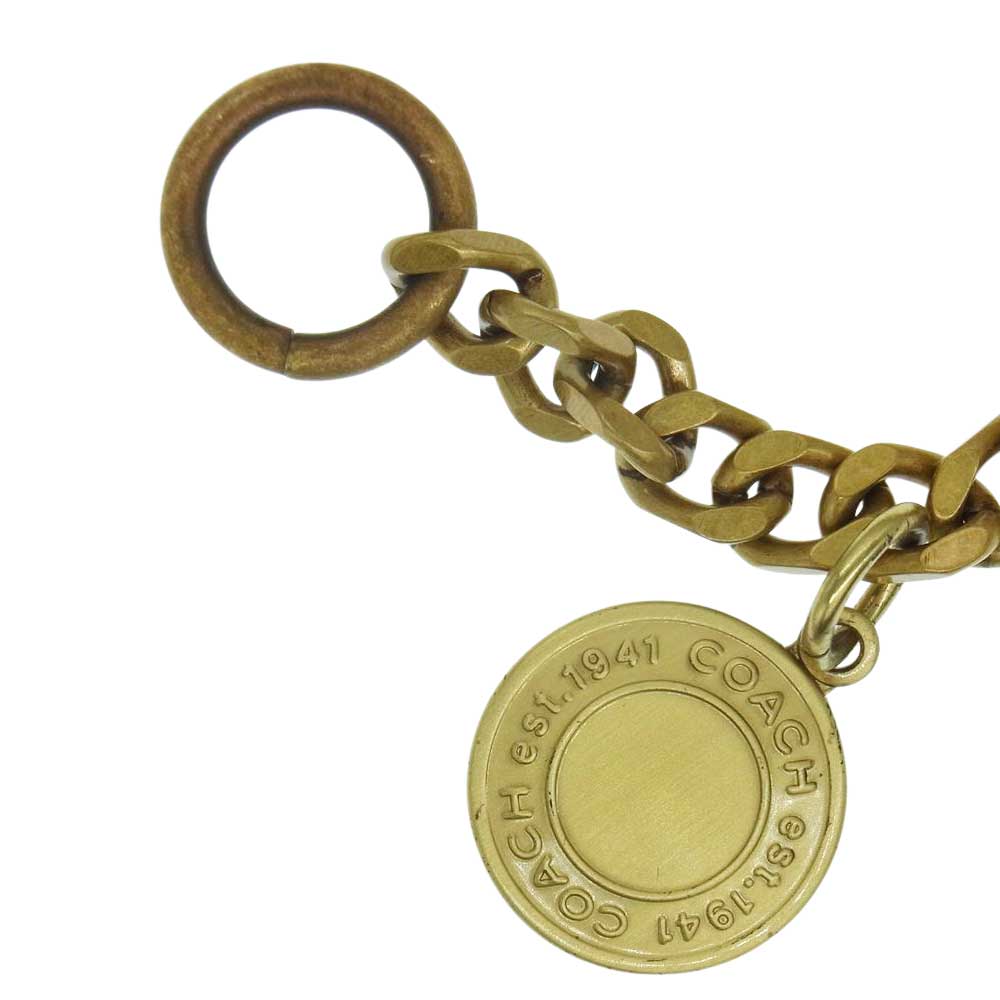 COACH コーチ 馬車 ロゴ チャーム チェーン ブレスレット ゴールド系【中古】
