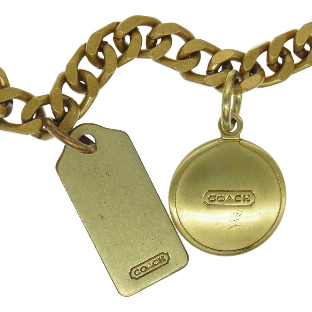 COACH コーチ 馬車 ロゴ チャーム チェーン ブレスレット ゴールド系【中古】