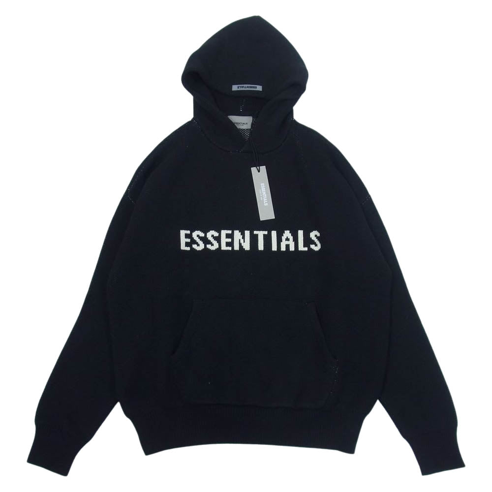 FEAR OF GOD フィアオブゴッド ESSENTIALS エッセンシャルズ KNITHOODIE ニットフーディー パーカー ブラック系 L【中古】