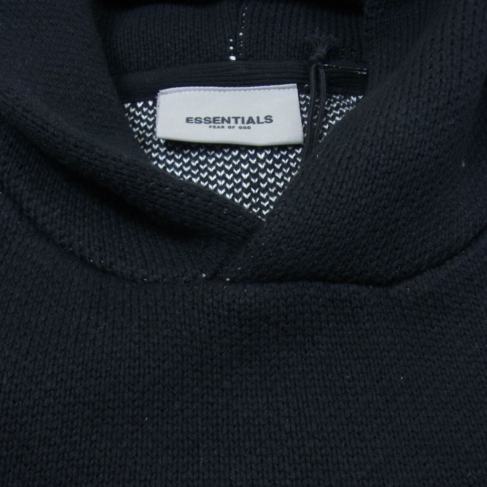 FEAR OF GOD フィアオブゴッド ESSENTIALS エッセンシャルズ KNITHOODIE ニットフーディー パーカー ブラック系 L【中古】