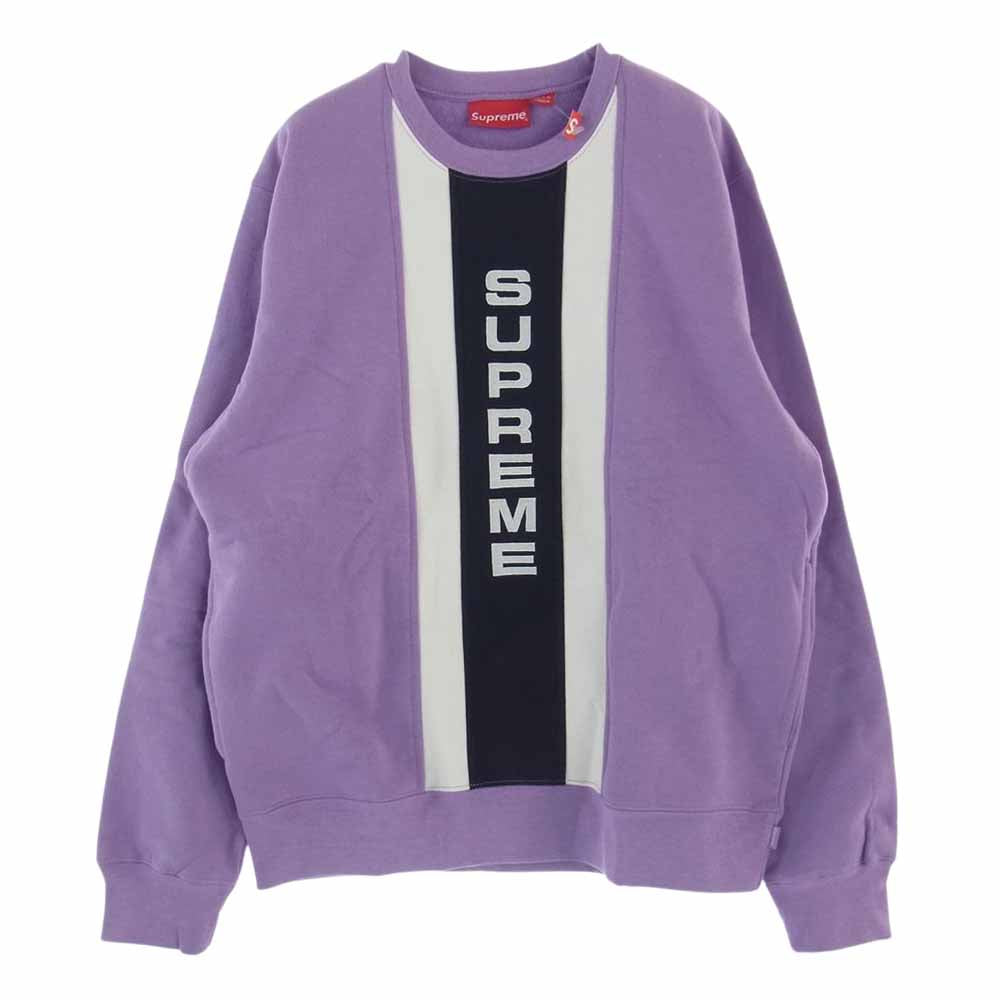 Supreme シュプリーム  17SS Vertical Logo Panel Crewneck バーチカルロゴ パネル クルーネック スウェット シャツ パープル系 M【美品】【中古】