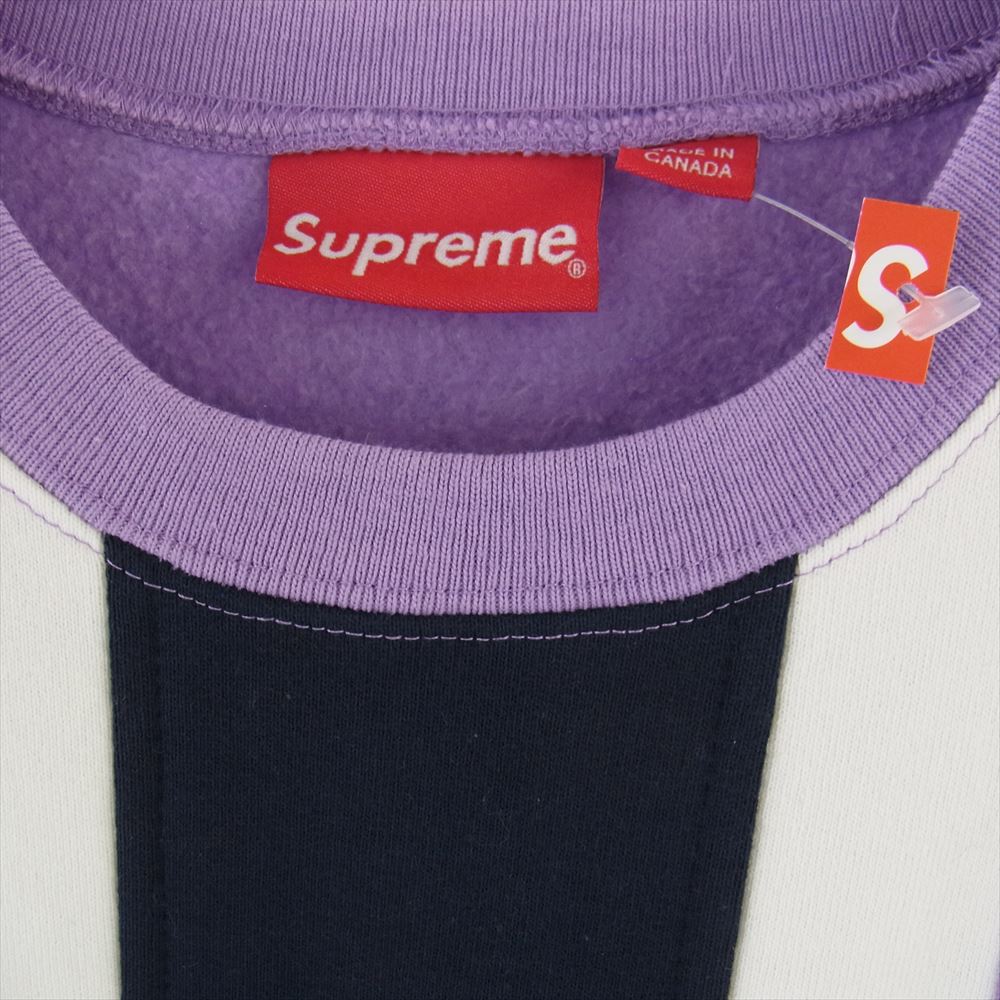 Supreme シュプリーム  17SS Vertical Logo Panel Crewneck バーチカルロゴ パネル クルーネック スウェット シャツ パープル系 M【美品】【中古】