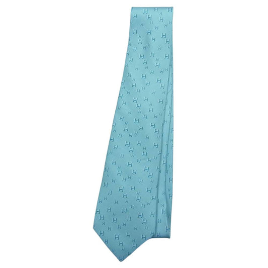 HERMES エルメス フランス製 シルク100% Hロゴ ネクタイ グリーン系【中古】