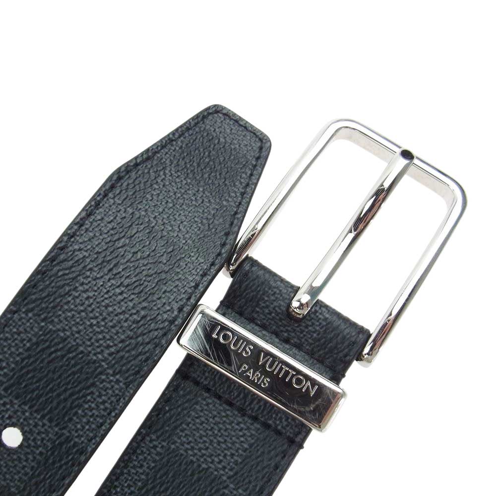 LOUIS VUITTON ルイ・ヴィトン M9402 ダミエ グラフィット サンチュール ポンヌフ レザー ベルト ブラック系【中古】