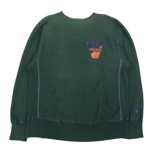 Champion チャンピオン 90s USA製 REVERSE WEAVE VIRGINIAロゴ リバースウィーブ スウェット トレーナー  グリーン系 L【中古】