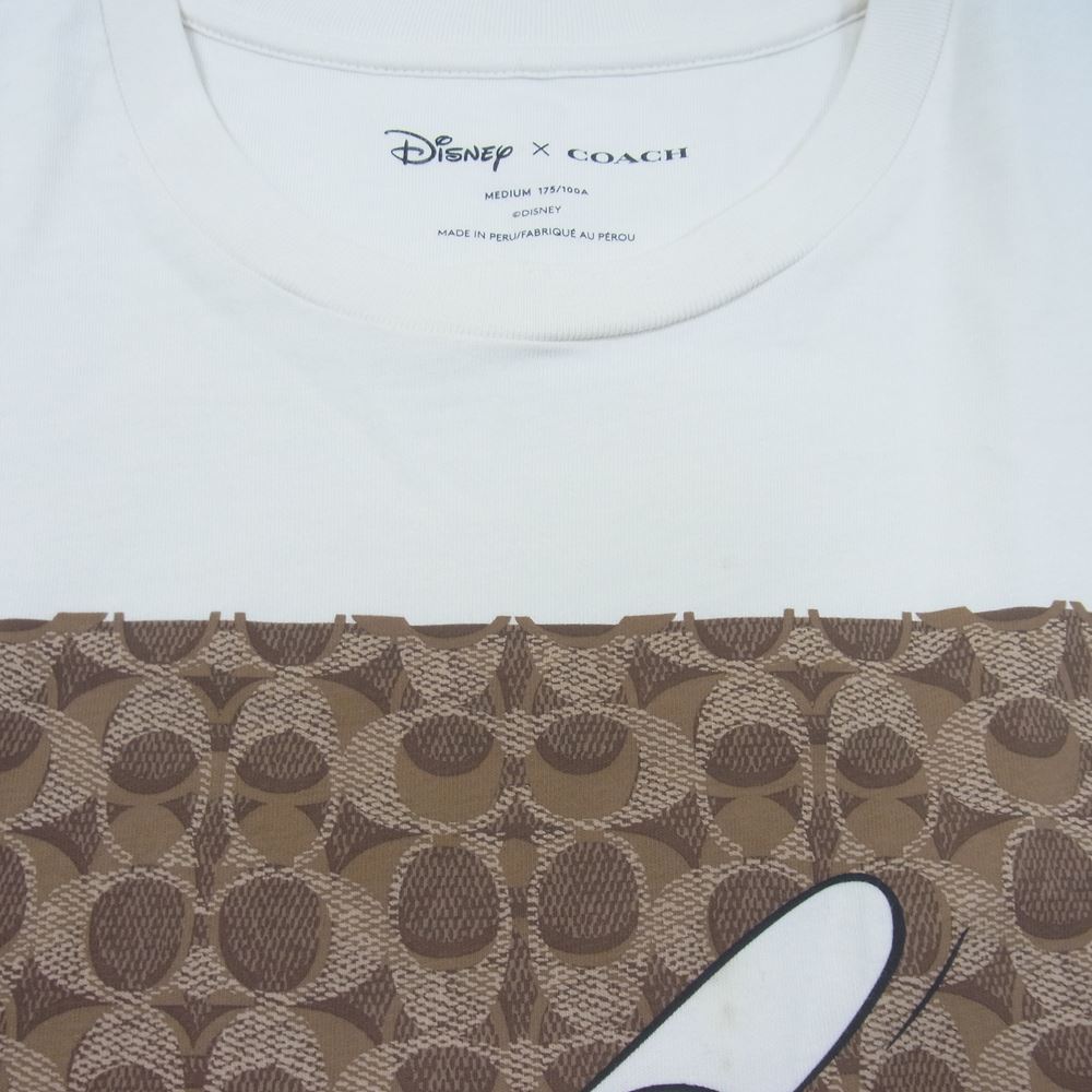 COACH コーチ × Disney ディズニー シグネチャー ベースボール ミッキー プリント Tシャツ ベージュ系 M【中古】