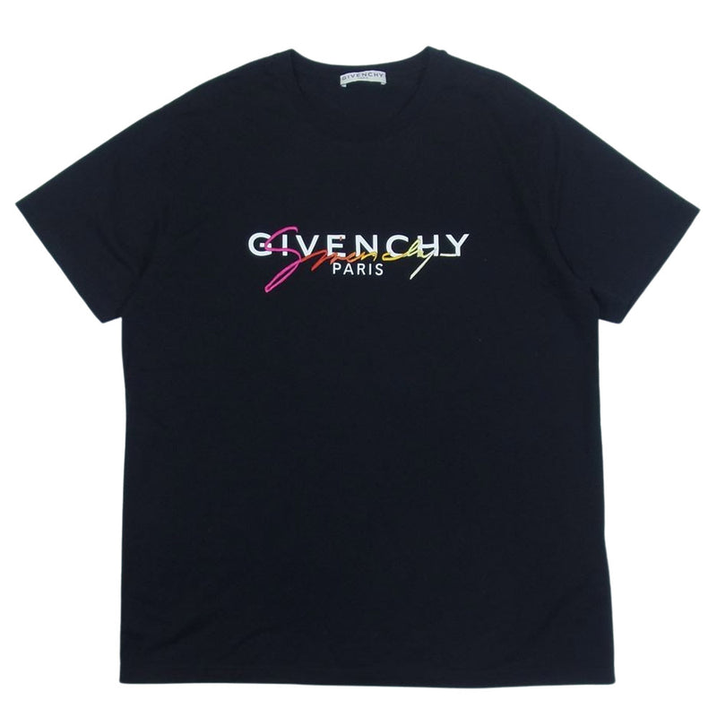 GIVENCHY ジバンシィ 20AW BM70YQ3002 ロゴ プリント 刺繍 Tシャツ ブラック系 M【中古】
