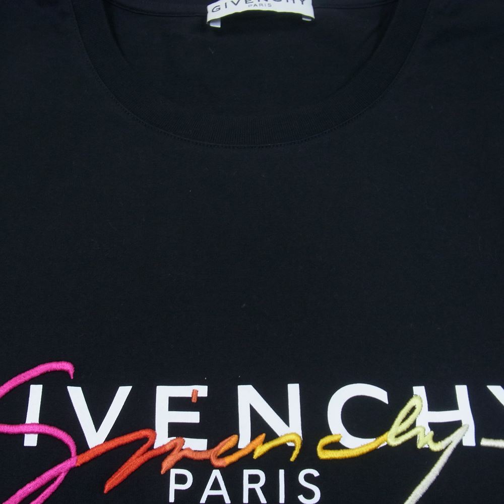 GIVENCHY ジバンシィ 20AW BM70YQ3002 ロゴ プリント 刺繍 Tシャツ ブラック系 M【中古】