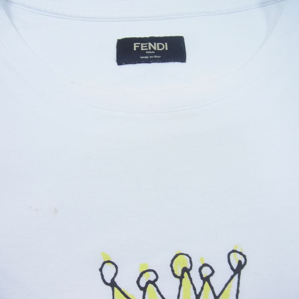 FENDI フェンディ モンスター プリント Tシャツ ホワイト系 L【中古】