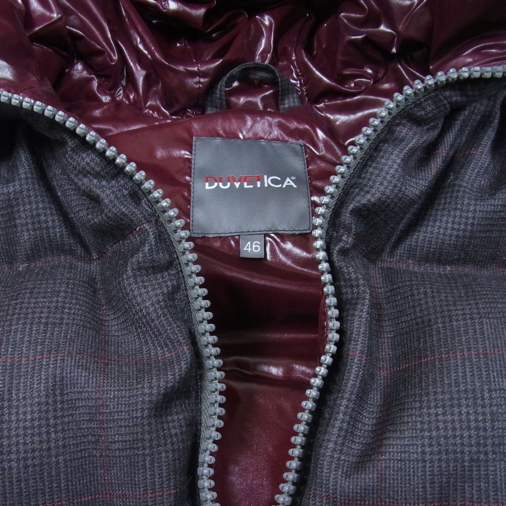 DUVETICA デュベティカ × LANIFICIO F.LLI CERRUTI ARISTEO アリステオ チェック フルジップ ダウン ベスト ブラウン系 46【中古】