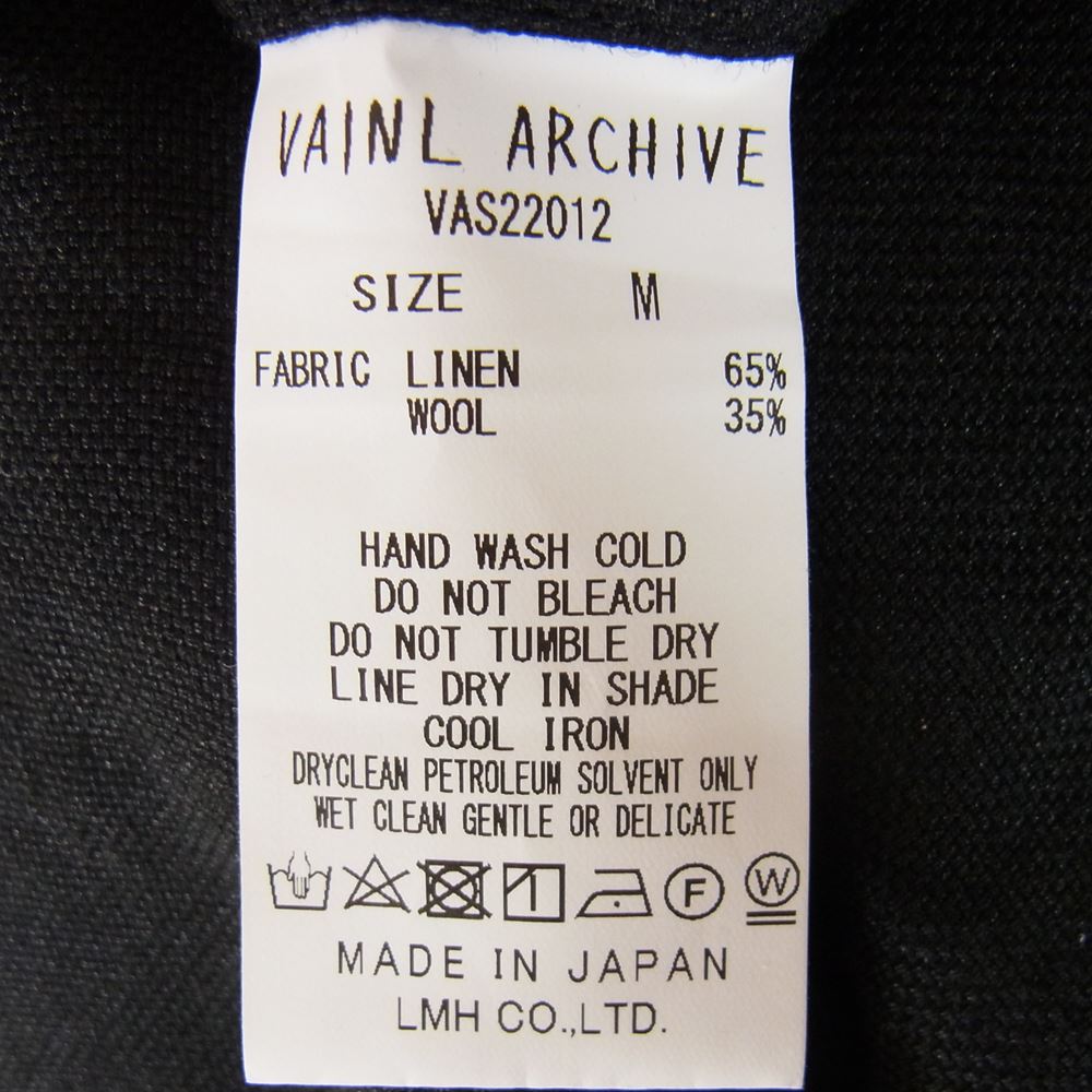 VAINL ARCHIVE ヴァイナルアーカイブ 22SS VAS22012 リネン ウール ショート パンツ ブラック系 M【中古】