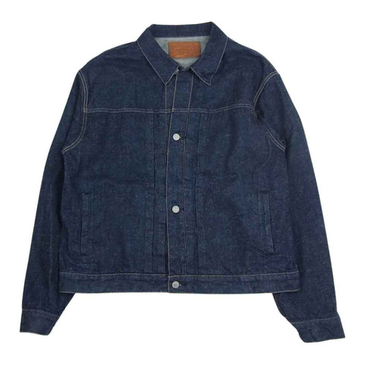ゴールド GL15116 東洋エンタープライズ RECYCLED WASTE SUVIN COTTON YARN 11oz. DENIM PLEATED BLOUSE デニム ジャケット インディゴブルー系 40【中古】