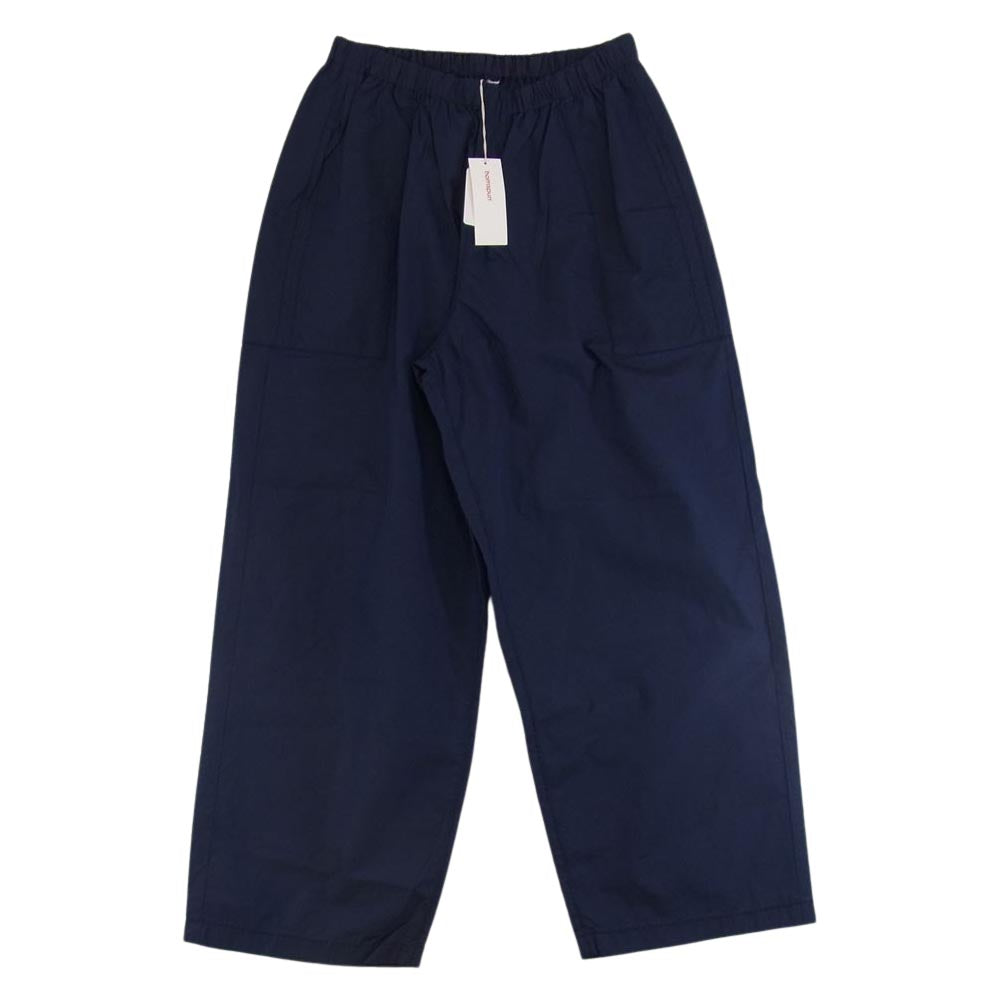 ホームスパン   212-3366 ポプリン ウエスト ギャザー コットン パンツ ネイビー系【極上美品】【中古】