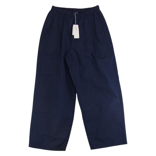 ホームスパン   212-3366 ポプリン ウエスト ギャザー コットン パンツ ネイビー系【極上美品】【中古】