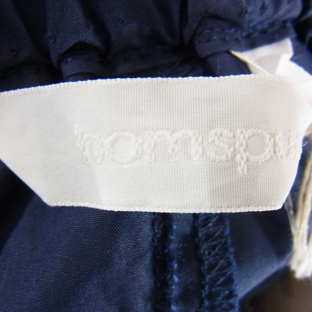 ホームスパン   212-3366 ポプリン ウエスト ギャザー コットン パンツ ネイビー系【極上美品】【中古】