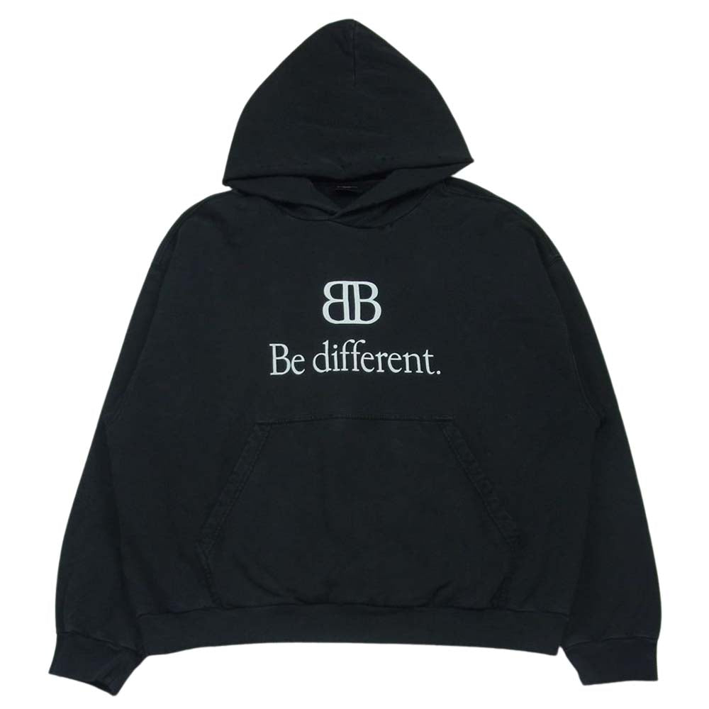 BALENCIAGA バレンシアガ 720426 TNVV1 Be different ダメージ加工 プルオーバー パーカー ポルトガル製 ブラック系 M【中古】