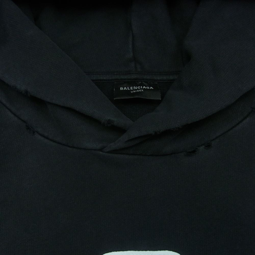 BALENCIAGA バレンシアガ 720426 TNVV1 Be different ダメージ加工 プルオーバー パーカー ポルトガル製 ブラック系 M【中古】