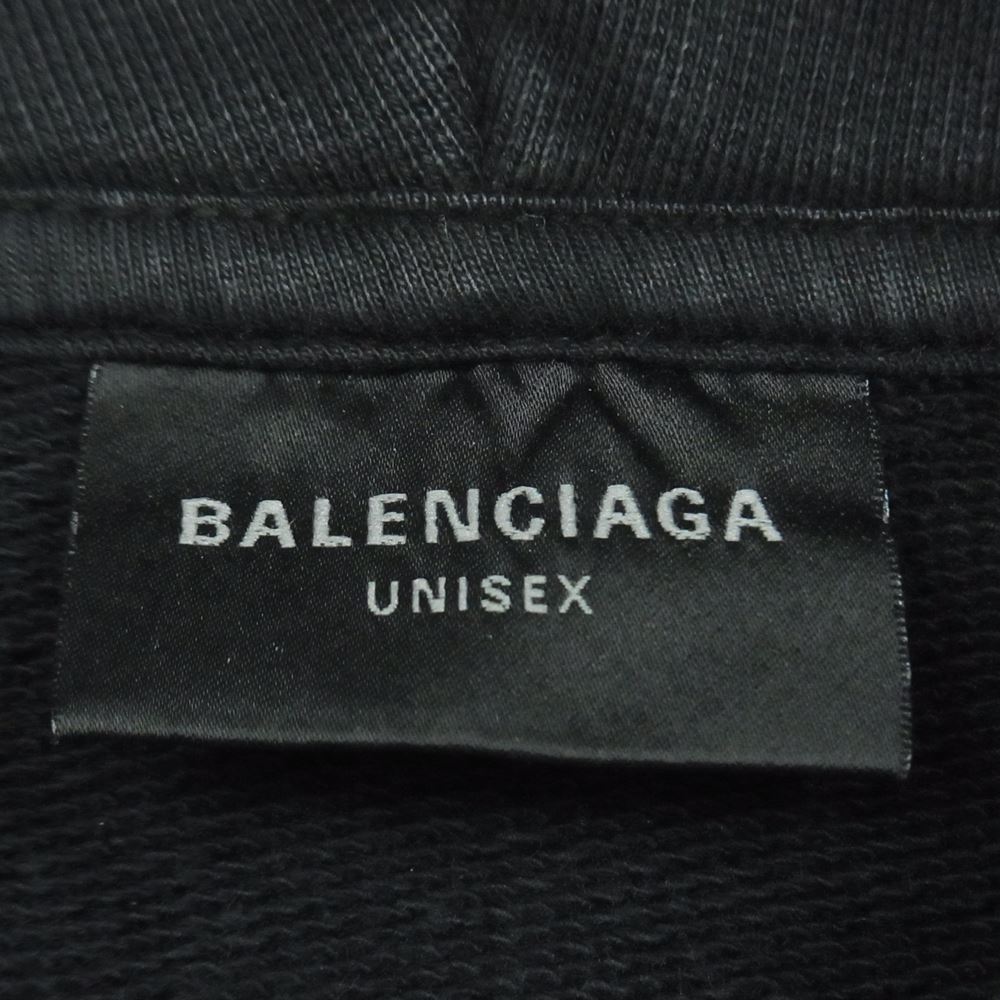 BALENCIAGA バレンシアガ 720426 TNVV1 Be different ダメージ加工 プルオーバー パーカー ポルトガル製 ブラック系 M【中古】