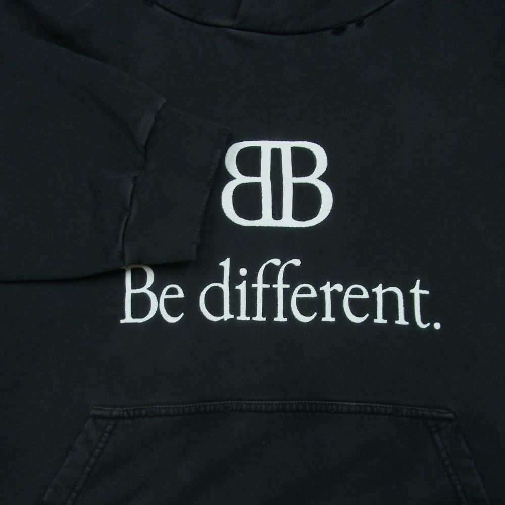 BALENCIAGA バレンシアガ 720426 TNVV1 Be different ダメージ加工 プルオーバー パーカー ポルトガル製 ブラック系 M【中古】