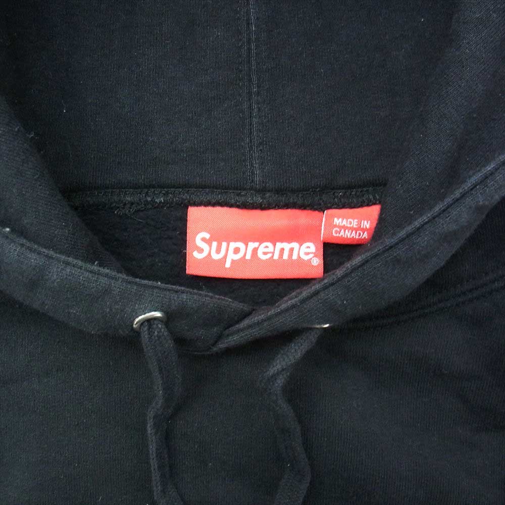 Supreme シュプリーム 17SS Chest Twill Tape Hooded Sweatshirt ロゴ ツイル パーカー ブラック系 L【中古】