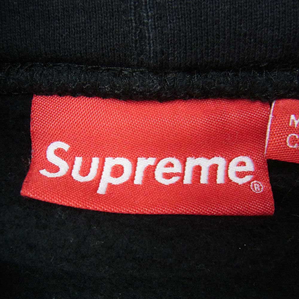 Supreme シュプリーム 17SS Chest Twill Tape Hooded Sweatshirt ロゴ ツイル パーカー ブラック系 L【中古】