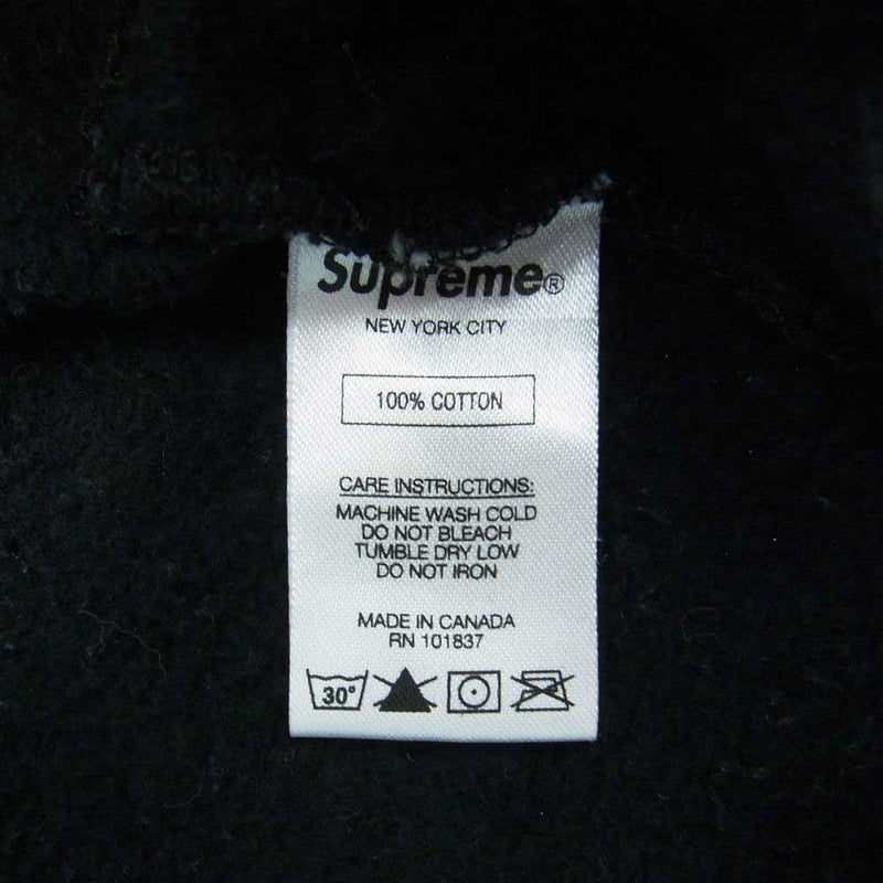 Supreme シュプリーム 17SS Chest Twill Tape Hooded Sweatshirt ロゴ ツイル パーカー ブラック系 L【中古】