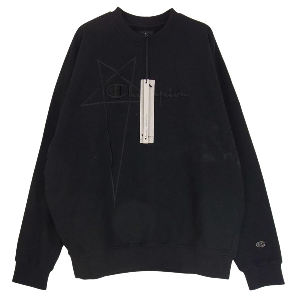 Rick Owens リックオウエンス Champion チャンピオン CM2180005 216760 20SS PULLOVER SWEAT 刺繍 ロゴ スウェット ブラック系 M【極上美品】【中古】