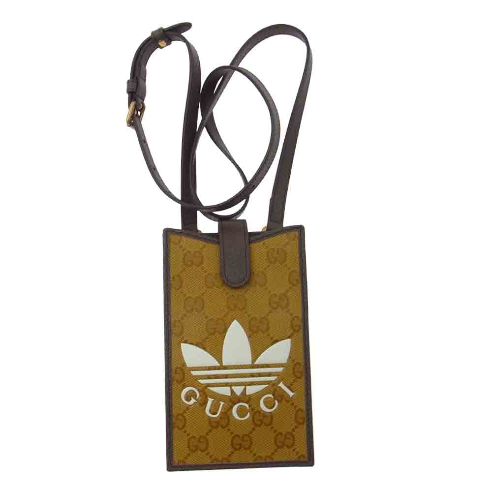 GUCCI グッチ adidas アディダス 702203 UVSAT 7267 GGクリスタル キャンバス スマートフォン ケース ブラウン系【極上美品】【中古】