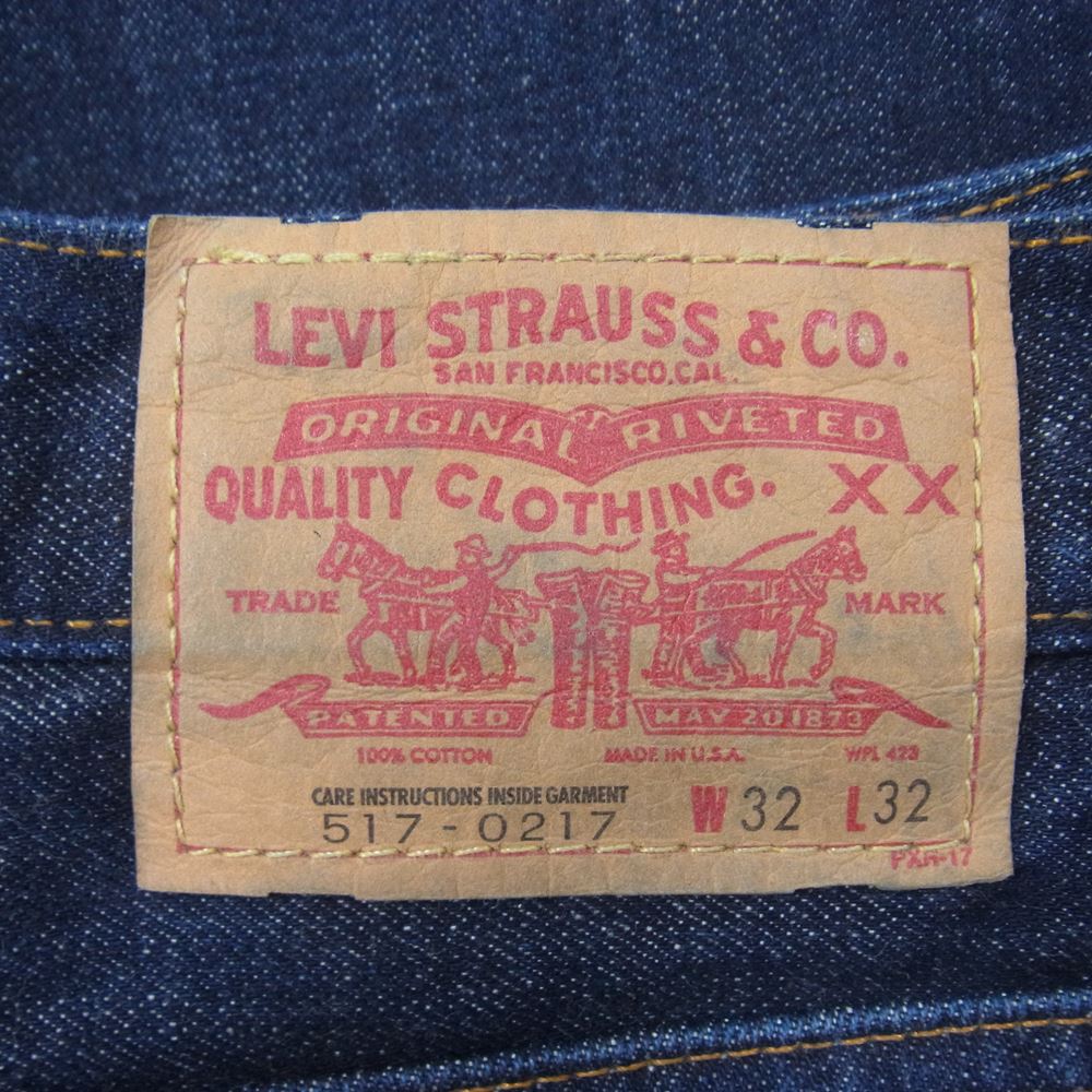 Levi's リーバイス 米国製 517-0217 裏刻印555 ブーツカット ジッパーフライ デニム パンツ インディゴブルー系 32【中古】
