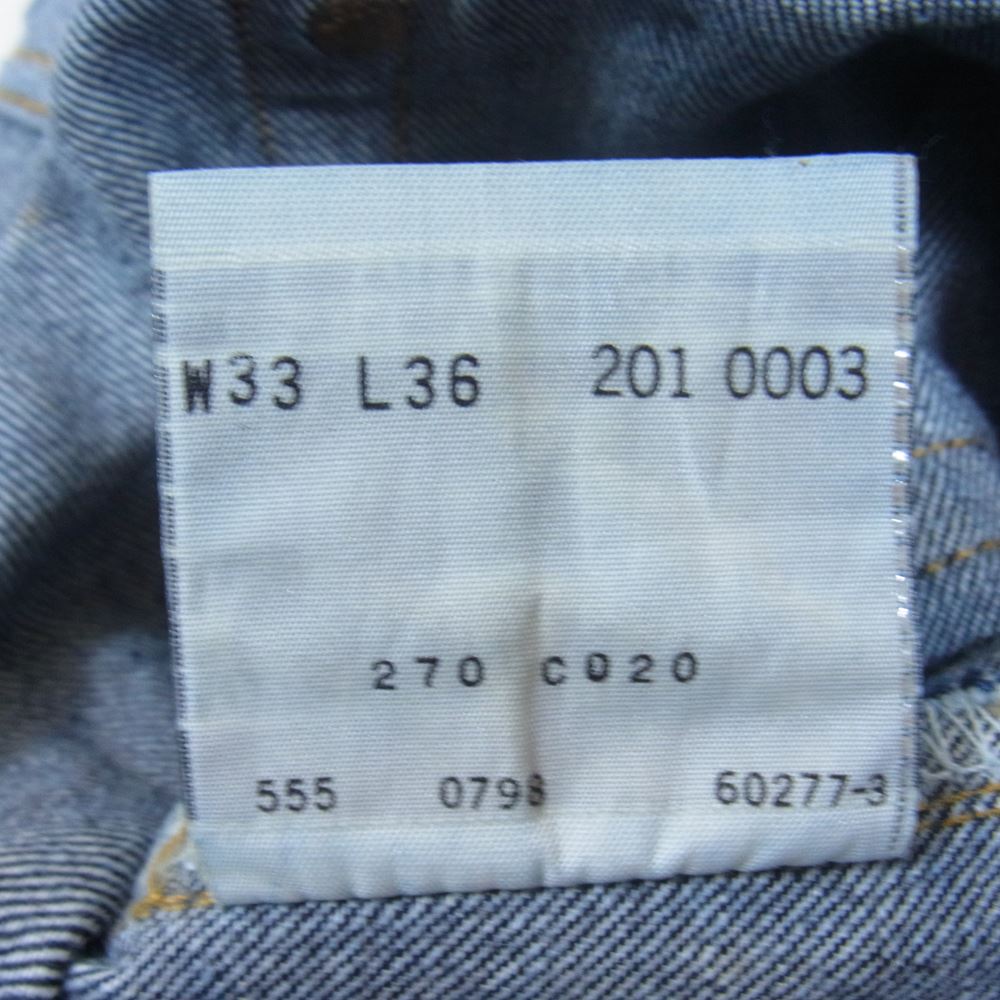 Levi's リーバイス 201 0003 USA製 201XX 復刻 モデル 裏刻印555 レプリカ デニム パンツ インディゴブルー系 33【中古】