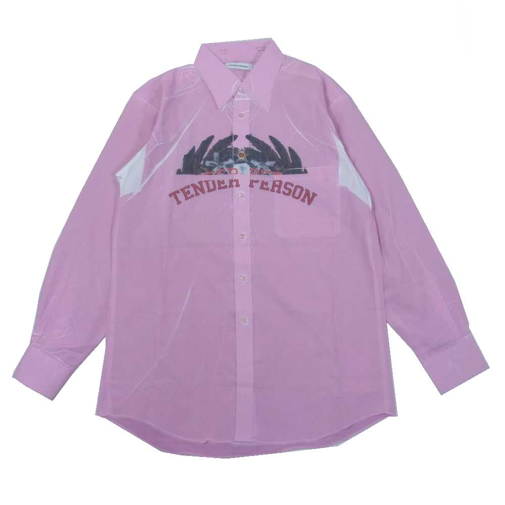 テンダーパーソン AD-TO-3337 HARD PRESS PRINTED SHIRT ハードプレス プリント シャツ ピンク系 L【美品】【中古】