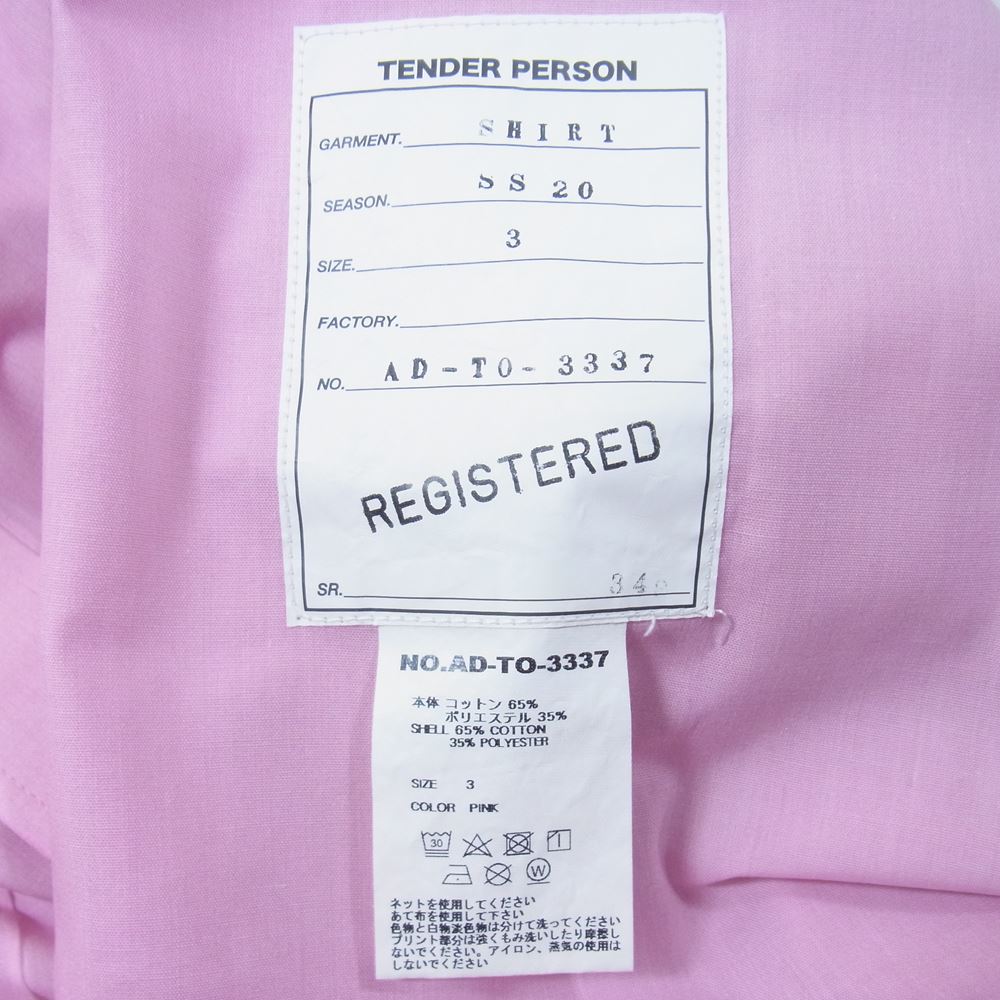テンダーパーソン AD-TO-3337 HARD PRESS PRINTED SHIRT ハードプレス プリント シャツ ピンク系 L【美品】【中古】