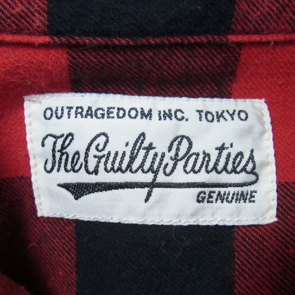 WACKO MARIA ワコマリア BLOCK CHECK FLANNEL SHIRT 刺繍 チェック フランネル シャツ レッド系 XXL【中古】