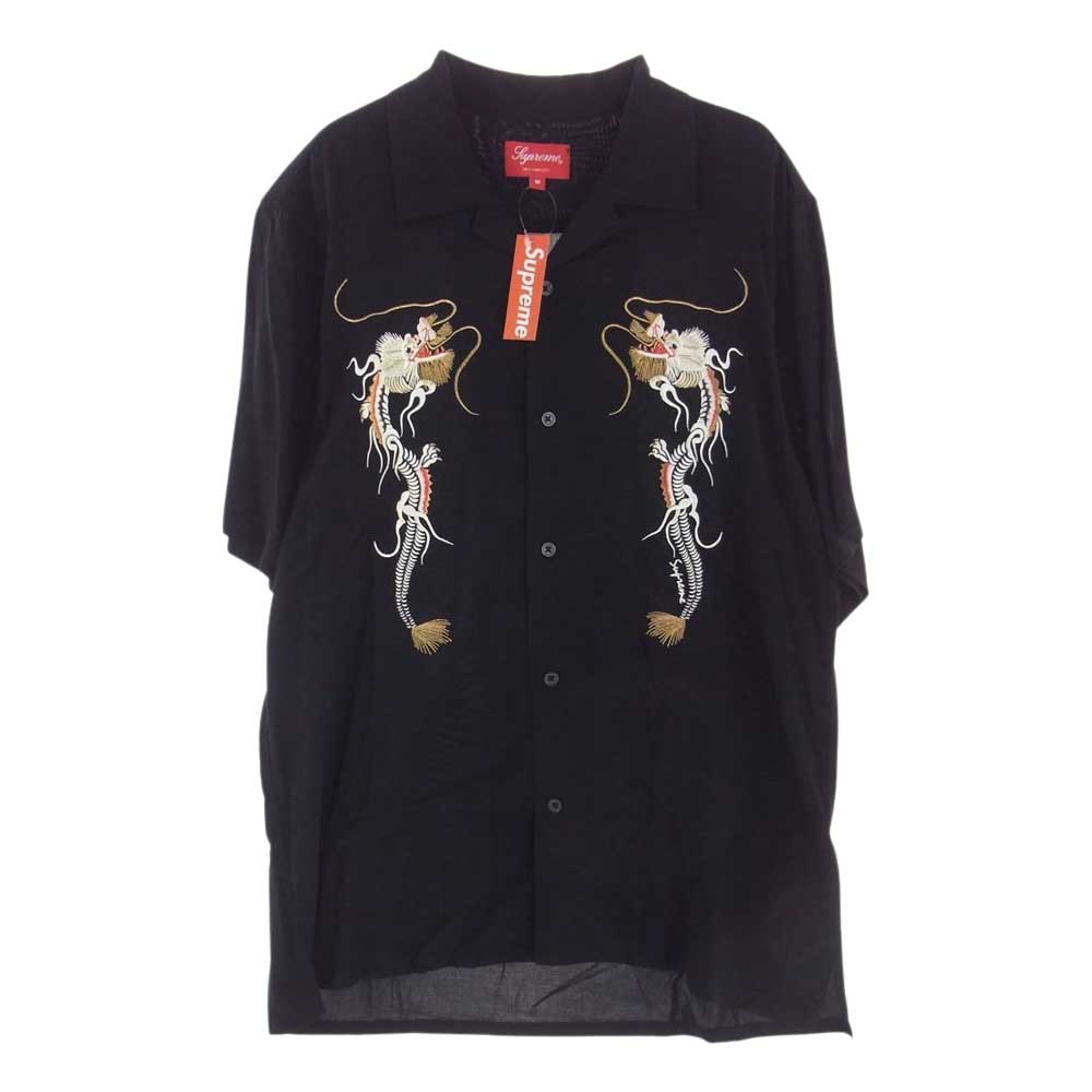 シュプリーム ドラゴン刺繍 レーヨン 開襟 半袖 シャツ 超人気デザイン-