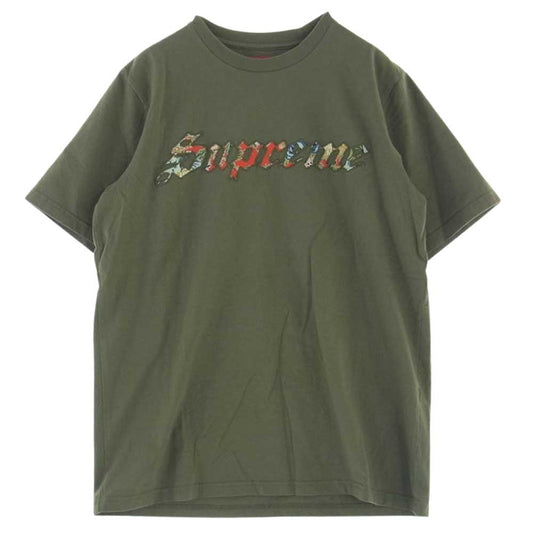 Supreme シュプリーム 21SS Floral Applique S/S Top フローラル アップリケ 半袖 Tシャツ グリーン系 M【極上美品】【中古】