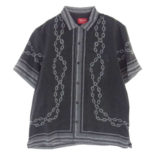 Supreme シュプリーム 20SS Mosaic Silk S/S Shirt モザイク シルク 半袖 シャツ グレー系 M【極上美品】【中古】
